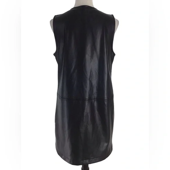 Michael Stars Black Vegan Leather Cecelia Dress Size Medium - Picture 5 of 10